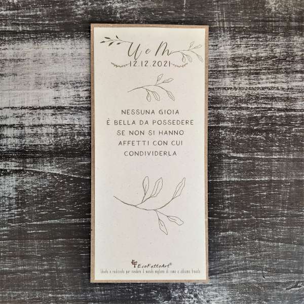 segnaposto segnalibro matrimonio ecologico ecofattoart